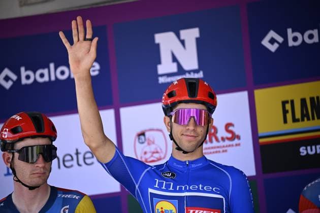Baloise Belgium Tour 2026 Stage 4 AARSCHOT, BELGIUM - JUNE 20 : Alvarez Hector (ESP) of Lidl - Trek on the podium before the start of race during stage 4 of the 95th edition of Baloise Tour of Belgium an UCI ProSeries 2.Pro cycling road race stage for Men Elite of 183.5 km with start in Begijnendijk and finish in Aarschot on June 20, 2026 in Aarschot, Belgium, 20 06 2026 ( Motordriver Stephan Boone - Aarschot Belgium  Copyright: xTomasxSiskx