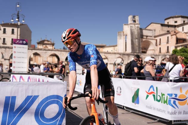 The blue jersey Great Britain s Mattie Dodd of Ineos Grenadiers Racing Academy during Stage 7 of the Giro Next Gen 2026, from Sulmona to Piana delle Mele (Guardiagrele), Italy, Saturday, June 20, 2026.  Copyright: xMassimoxPaolone LaPressex