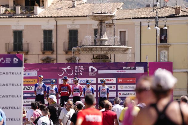 The pink jersey Italy s Lorenzo Mark Finn of Red Bull - Bora - Hansgrohe Rookies and The red jersey Italy s Davide Donati of Red Bull - Bora - Hansgrohe Rookies during Stage 7 of the Giro Next Gen 2026, from Sulmona to Piana delle Mele (Guardiagrele), Italy, Saturday, June 20, 2026.  Copyright: xFabioxFerrari LaPressex