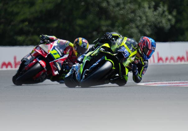 Czech Republic motorcycle Grand Prix, MotoGP World Championship, WM, Weltmeisterschaft qualification MotoGP, in Brno, Czech Republic, on June 20, 2026. From left Diogo Moreira of Brasil LCR Honda Team, and Ai Ogura of Japan, Trackhouse MotoGPâ ¢ Team. (CTKxPhoto LubosxPavlicek) CTKPhotoP2026062003023  CTKPhotoP2026062003023