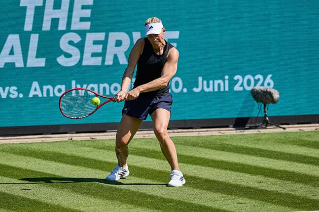 June 20, 2026, Bad Homburg, Hessen, Germany: Angelique Kerber of Germany returns with backhand to Ana Ivanovic of Serbia during the BAD HOMBURG OPEN powered by SOLARWATTT- WTA500 - Womens Tennis, 20.6.2026 in Bad Homburg (Tennis-Club Bad Homburg), Germany - Photo: Tennis 2026: Bad Homburg Open: Practice Session  - ZUMAs343 20260620_zsp_s343_012 Copyright: xMathiasxSchulzx