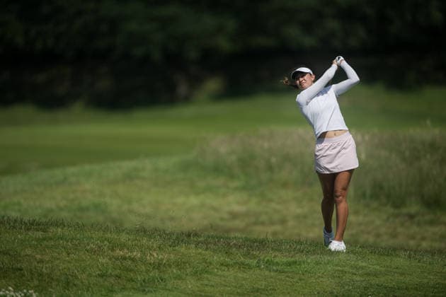 EEMNES, NETHERLANDS - JUNE 19: Annika Borrelli of the United States plays her second shot on the 9th hole fairway during Round 1 of the 2026 Dutch Ladies Open at Goyer Golf & Country Club on June 19, 2026 in Eemnes, Netherlands. Credit: Andy Astfalck NurPhoto Netherlands Copyright: xAndyxAstfalckx