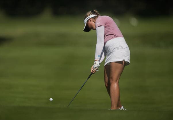 EEMNES, NETHERLANDS - JUNE 19: Moa Folke of Sweden plays her second shot on the 9th hole fairway during Round 1 of the 2026 Dutch Ladies Open at Goyer Golf & Country Club on June 19, 2026 in Eemnes, Netherlands. Credit: Andy Astfalck NurPhoto Netherlands Copyright: xAndyxAstfalckx