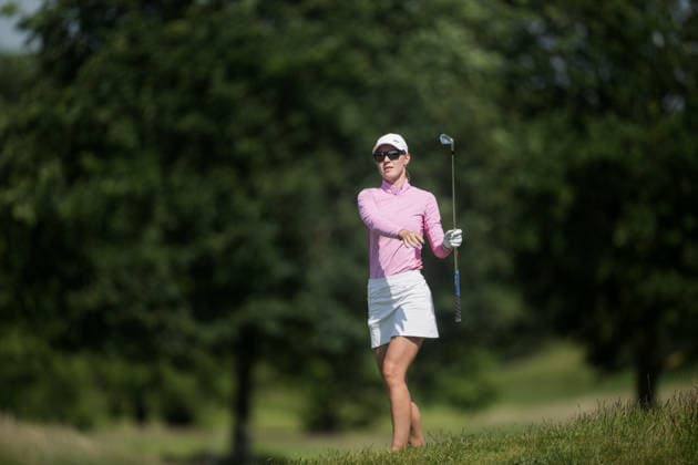 EEMNES, NETHERLANDS - JUNE 19: Tereza Melecka of the Czech Republic plays her second shot on the 9th hole fairway during Round 1 of the 2026 Dutch Ladies Open at Goyer Golf & Country Club on June 19, 2026 in Eemnes, Netherlands. Credit: Andy Astfalck NurPhoto Netherlands Copyright: xAndyxAstfalckx