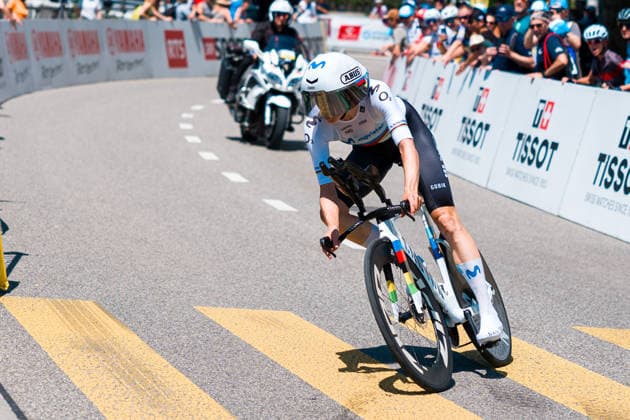AARBURG, SWITZERLAND - JUNE 20: Marlen Reusser of Switzerland and Movistar Team in action during the 89th Tour de Suisse 2026 on June 20, 2026 in Aarburg, Switzerland. *** AARBURG, SWITZERLAND, JUNE 20 Marlen Reusser of Switzerland and the Movistar Team in action during the 89th Tour de Suisse 2026 on June 20, 2026, in Aarburg, Switzerland,detected_source_language Copyright: xJustPictures.ch PascalxvonxBürenx jp-en-EuSpIm-Pavo_Fotografie-07760