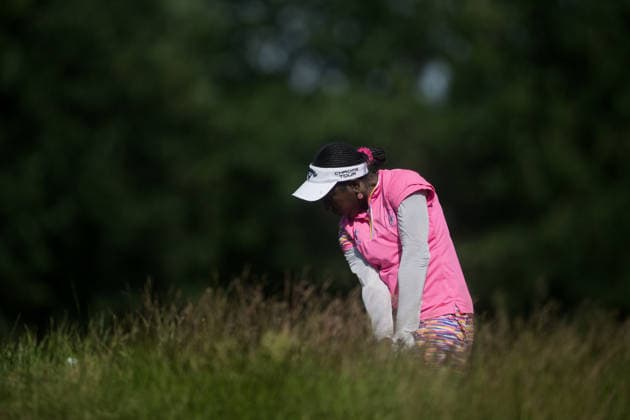EEMNES, NETHERLANDS - JUNE 19: Georgia Iziemgbe Oboh of Nigeria plays her second shot on the 9th hole fairway during Round 1 of the 2026 Dutch Ladies Open at Goyer Golf & Country Club on June 19, 2026 in Eemnes, Netherlands. Credit: Andy Astfalck NurPhoto Netherlands Copyright: xAndyxAstfalckx
