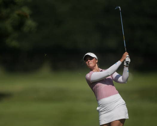 EEMNES, NETHERLANDS - JUNE 19: Moa Folke of Sweden plays her second shot on the 9th hole fairway during Round 1 of the 2026 Dutch Ladies Open at Goyer Golf & Country Club on June 19, 2026 in Eemnes, Netherlands. Credit: Andy Astfalck NurPhoto Netherlands Copyright: xAndyxAstfalckx