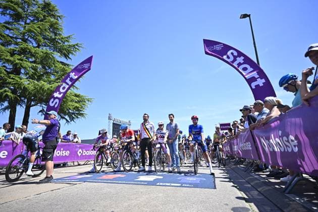 Baloise Belgium Tour 2026 Stage 4 AARSCHOT, BELGIUM - JUNE 20 : Illustration picture of the start of the race during stage 4 of the 95th edition of Baloise Tour of Belgium an UCI ProSeries 2.Pro cycling road race stage for Men Elite of 183.5 km with start in Begijnendijk and finish in Aarschot on June 20, 2026 in Aarschot, Belgium, 20 06 2026 ( Motordriver Stephan Boone - Aarschot Belgium  Copyright: xTomasxSiskx