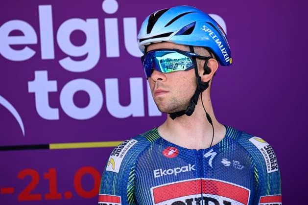 Baloise Belgium Tour 2026 Stage 4 AARSCHOT, BELGIUM - JUNE 20 : Van Den Bossche Fabio (BEL) of Soudal Quick-Step on the podium before the start of race during stage 4 of the 95th edition of Baloise Tour of Belgium an UCI ProSeries 2.Pro cycling road race stage for Men Elite of 183.5 km with start in Begijnendijk and finish in Aarschot on June 20, 2026 in Aarschot, Belgium, 20 06 2026 ( Motordriver Stephan Boone - Aarschot Belgium  Copyright: xTomasxSiskx