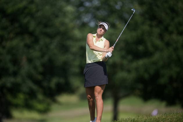 EEMNES, NETHERLANDS - JUNE 19: Leonie Harm of Germany plays her second shot on the 9th hole fairway during Round 1 of the 2026 Dutch Ladies Open at Goyer Golf & Country Club on June 19, 2026 in Eemnes, Netherlands. Credit: Andy Astfalck NurPhoto Netherlands Copyright: xAndyxAstfalckx