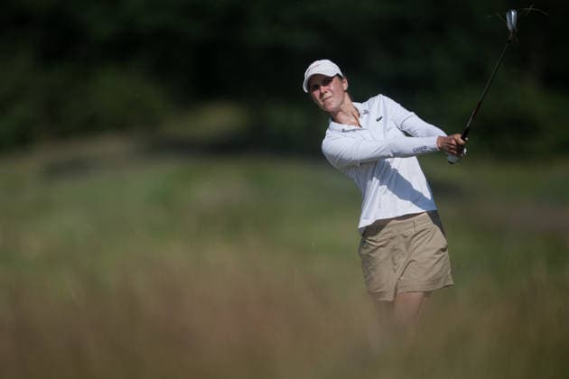 EEMNES, NETHERLANDS - JUNE 19: Agathe Laisne of France plays her second shot on the 9th hole fairway during Round 1 of the 2026 Dutch Ladies Open at Goyer Golf & Country Club on June 19, 2026 in Eemnes, Netherlands. Credit: Andy Astfalck NurPhoto Netherlands Copyright: xAndyxAstfalckx