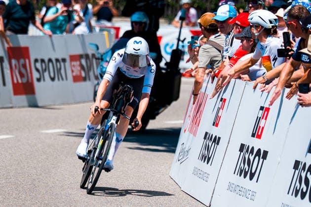 AARBURG, SWITZERLAND - JUNE 20: Marlen Reusser of Switzerland and Movistar Team in action during the 89th Tour de Suisse 2026 on June 20, 2026 in Aarburg, Switzerland. *** AARBURG, SWITZERLAND, JUNE 20 — Marlen Reusser of Switzerland and the Movistar Team in action during the 89th Tour de Suisse 2026 on June 20, 2026, in Aarburg, Switzerland,detected_source_language Copyright: xJustPictures.ch PascalxvonxBürenx jp-en-EuSpIm-Pavo_Fotografie-07723