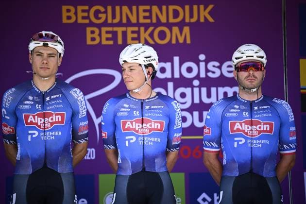 Baloise Belgium Tour 2026 Stage 4 AARSCHOT, BELGIUM - JUNE 20 : Philipsen Jasper (BEL) of Alpecin-Premier Tech on the podium before the start of race during stage 4 of the 95th edition of Baloise Tour of Belgium an UCI ProSeries 2.Pro cycling road race stage for Men Elite of 183.5 km with start in Begijnendijk and finish in Aarschot on June 20, 2026 in Aarschot, Belgium, 20 06 2026 ( Motordriver Stephan Boone - Aarschot Belgium  Copyright: xTomasxSiskx