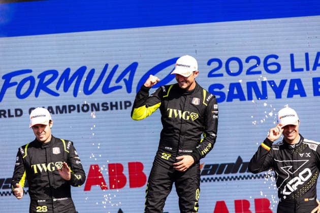 2026 FORMULA E SANYA ePRIX DENNIS Jake (gbr), Andretti Formula E, Porsche 99X Electric, portrait, DRUGOVICH Felipe (bra), Andretti Formula E, Porsche 99X Electric, portrait, MARTI Pepe (spa), Cupra Kiro, Porsche 99X Electric WCG3, portrait during the 2026 Sanya ePrix, 11th round of the 2025-26 ABB FIA Formula E World Championship, WM, Weltmeisterschaft on the Sanya Street Circuit from June 18 to 20, 2026 in Sanya, China - SanyaChina  Copyright: xDamienxDoumerguex