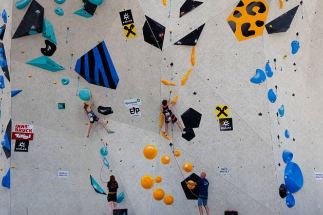 CLIMBING - World Climbing Series INNSBRUCK,AUSTRIA,20.JUN.26 - CLIMBING - World Climbing Series, lead. Image shows Anika Deubler (AUT) and Colin Duffy (USA).  GEPAxpictures xMarkoxVulic