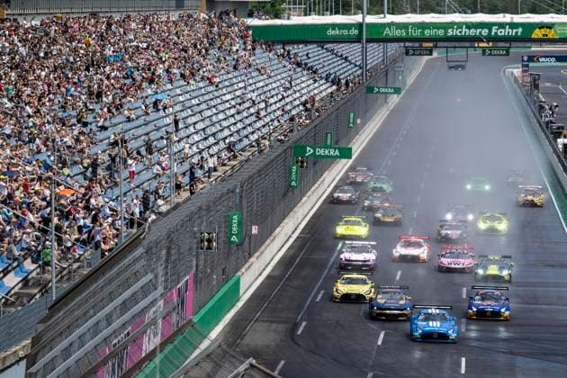 DTM, 5. + 6. Rennen DEKRA Lausitzring 2026 22 Mercedes-AMG GT3 EVO, Landgraf Motorsport: Lucas Auer, 80 Mercedes-AMG GT3 EVO, Winward Racing: Maro Engel, 36 Ford Mustang GT3, HRT Ford Racing: Arjun Maini- picture by Gruppe C Photography Schipkau DEKRA Lausitzring Brandenburg Germany Copyright: xGruppexCxPhotographyx