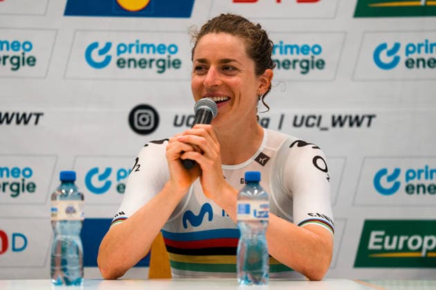 AARBURG, SWITZERLAND - JUNE 20: Marlen Reusser of Switzerland and Movistar Team in the press conference, PK, Pressekonferenz after the stage 4 at the 89th Tour de Suisse 2026 on June 20, 2026 in Aarburg, Switzerland. *** AARBURG, SWITZERLAND, JUNE 20 — Marlen Reusser of Switzerland and the Movistar Team at the press conference following Stage 4 of the 89th Tour de Suisse 2026 on June 20, 2026, in Aarburg, Switzerland,detected_source_language Copyright: xJustPictures.ch PascalxvonxBürenx jp-en-EuSpIm-Pavo_Fotografie-08144