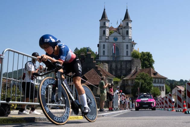 AARBURG, SWITZERLAND - JUNE 20: Cedrine Kerbaol of France and EF Education-Oatly in action during the 89th Tour de Suisse 2026 on June 20, 2026 in Aarburg, Switzerland. *** AARBURG, SWITZERLAND, JUNE 20—Cedrine Kerbaol of France and EF Education Oatly in action during the 89th Tour de Suisse 2026 on June 20, 2026, in Aarburg, Switzerland,detected_source_language Copyright: xJustPictures.ch PascalxvonxBürenx jp-en-EuSpIm-Pavo_Fotografie-679011