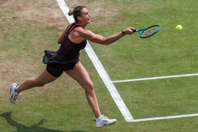 Berlin, 15.06.26, Tennis: VANDA Pharmaceuticals BERLIN TENNIS OPEN 2026 im Steffi-Graf-Stadion. Damen, Einzel. A. Sabalenka vs gegen Jessica Pegula. Aryna Sabalenka retourniert einen Ball. VANDA Pharmaceuticals BERLIN TENNIS OPEN 2026 *** Berlin, June 15, 2026, Tennis VANDA Pharmaceuticals BERLIN TENNIS OPEN 2026 at Steffi Graf Stadium Women’s Singles A