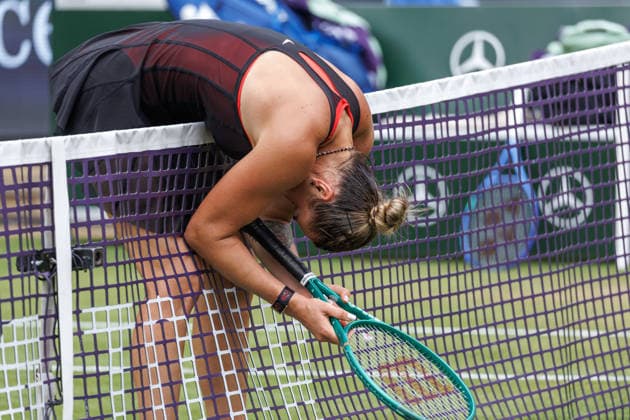 Berlin, 15.06.26, Tennis: VANDA Pharmaceuticals BERLIN TENNIS OPEN 2026 im Steffi-Graf-Stadion. Damen, Einzel. A. Sabalenka vs gegen Jessica Pegula. Aryna Sabalenka reagiert nach ihrem Schlag. VANDA Pharmaceuticals BERLIN TENNIS OPEN 2026 *** Berlin, June 15, 2026, Tennis