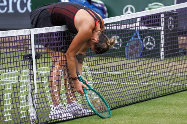 Berlin, 15.06.26, Tennis: VANDA Pharmaceuticals BERLIN TENNIS OPEN 2026 im Steffi-Graf-Stadion. Damen, Einzel. A. Sabalenka vs gegen Jessica Pegula. Aryna Sabalenka reagiert nach ihrem Schlag. VANDA Pharmaceuticals BERLIN TENNIS OPEN 2026 *** Berlin, June 15, 2026, Tennis
