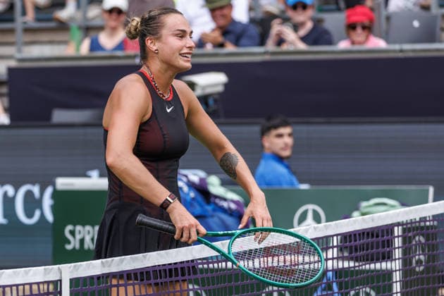 Berlin, 15.06.26, Tennis: VANDA Pharmaceuticals BERLIN TENNIS OPEN 2026 im Steffi-Graf-Stadion. Damen, Einzel. A. Sabalenka vs gegen Jessica Pegula. Aryna Sabalenka reagiert nach ihrem Schlag. VANDA Pharmaceuticals BERLIN TENNIS OPEN 2026 *** Berlin, June 15, 2026, Tennis