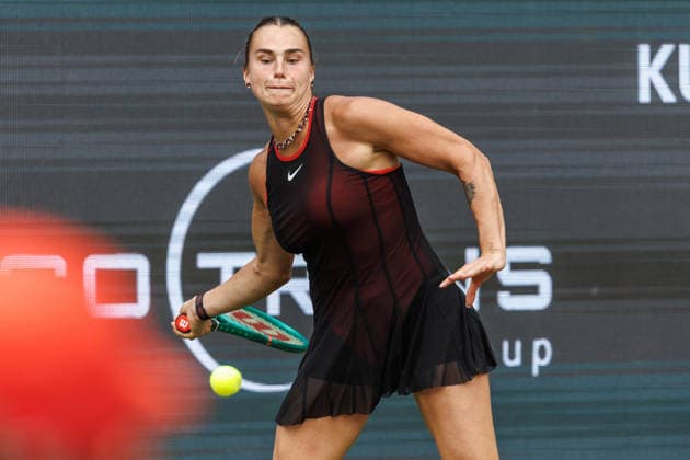 Berlin, 15.06.26, Tennis: VANDA Pharmaceuticals BERLIN TENNIS OPEN 2026 im Steffi-Graf-Stadion. Damen, Einzel. A. Sabalenka vs gegen Jessica Pegula. Aryna Sabalenka retourniert einen Ball. VANDA Pharmaceuticals BERLIN TENNIS OPEN 2026 *** Berlin, June 15, 2026, Tennis VANDA Pharmaceuticals BERLIN TENNIS OPEN 2026 at Steffi Graf Stadium Women’s Singles A