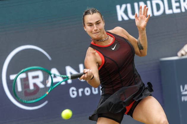 Berlin, 15.06.26, Tennis: VANDA Pharmaceuticals BERLIN TENNIS OPEN 2026 im Steffi-Graf-Stadion. Damen, Einzel. A. Sabalenka vs gegen Jessica Pegula. Aryna Sabalenka retourniert einen Ball. VANDA Pharmaceuticals BERLIN TENNIS OPEN 2026 *** Berlin, June 15, 2026, Tennis VANDA Pharmaceuticals BERLIN TENNIS OPEN 2026 at Steffi Graf Stadium Women’s Singles A