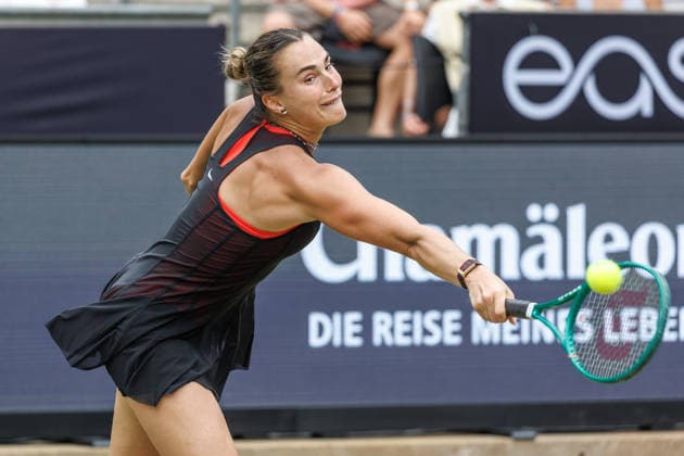 Berlin, 15.06.26, Tennis: VANDA Pharmaceuticals BERLIN TENNIS OPEN 2026 im Steffi-Graf-Stadion. Damen, Einzel. A. Sabalenka vs gegen Jessica Pegula. Aryna Sabalenka retourniert einen Ball. VANDA Pharmaceuticals BERLIN TENNIS OPEN 2026 *** Berlin, June 15, 2026, Tennis VANDA Pharmaceuticals BERLIN TENNIS OPEN 2026 at Steffi Graf Stadium Women’s Singles A
