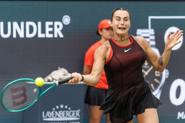 Berlin, 15.06.26, Tennis: VANDA Pharmaceuticals BERLIN TENNIS OPEN 2026 im Steffi-Graf-Stadion. Damen, Einzel. A. Sabalenka vs gegen Jessica Pegula. Aryna Sabalenka retourniert einen Ball. VANDA Pharmaceuticals BERLIN TENNIS OPEN 2026 *** Berlin, June 15, 2026, Tennis VANDA Pharmaceuticals BERLIN TENNIS OPEN 2026 at Steffi Graf Stadium Women’s Singles A
