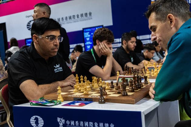 June 20, 2026, Hong Kong, Hong Kong, China: Chess Grandmasters Viswanathan Anand (IND) and DMITRY ANDREIKIN (RUS) duel in a Blitz match at the 2026 FIDE World Team Rapid and Blitz Chess Championship in Hong Kong. Hong Kong China - ZUMAm298 0859598607st Copyright: xJamesxModestox