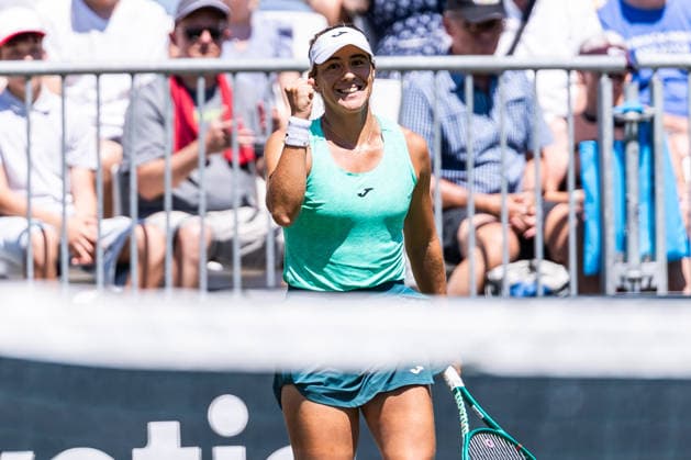 BAD HOMBURG, GERMANY - JUNE 20: Solana Sierra (ARG) cheers during the Bad Homburg Open powered by Solarwatt Singles match between Solana Sierra (ARG) vs Ella Seidel (GER) at Kurpark Bad Homburg on June 20, 2026 in Bad Homburg, Germany. Hessen Germany Copyright: xSteffiexWunderlx