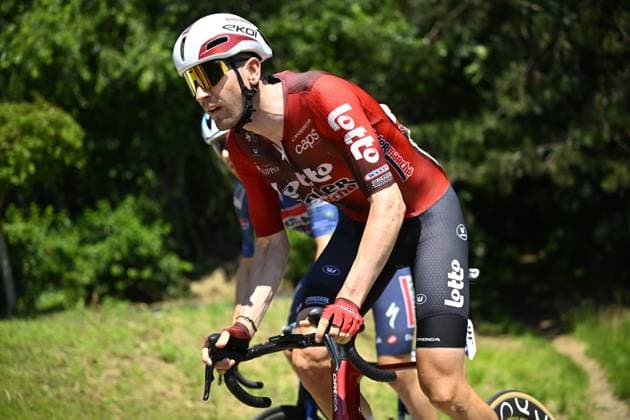 Baloise Belgium Tour 2026 Stage 4 AARSCHOT, BELGIUM - JUNE 20 : Aerts Toon (BEL) of Lotto Intermarche in action during stage 4 of the 95th edition of Baloise Tour of Belgium an UCI ProSeries 2.Pro cycling road race stage for Men Elite of 183.5 km with start in Begijnendijk and finish in Aarschot on June 20, 2026 in Aarschot, Belgium, 20 06 2026 ( Motordriver Stephan Boone - Aarschot Belgium  Copyright: xTomasxSiskx