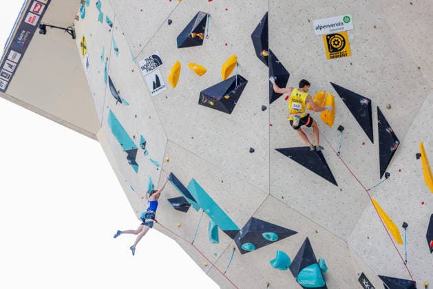 CLIMBING - World Climbing Series INNSBRUCK,AUSTRIA,20.JUN.26 - CLIMBING - World Climbing Series, lead. Image shows Erin McNeice (GBR) and Darius Rapa (ROU).  GEPAxpictures xMarkoxVulic