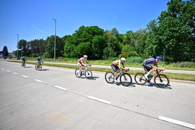 Baloise Belgium Tour 2026 Stage 4 AARSCHOT, BELGIUM - JUNE 20 : =n172=, Killy Jonah (USA) of Tarteletto Isorex, Coppens Michiel (BEL) of BEAT CC p b Saxo, Van Vliet Michiel (NED) of Metec - SOLARWATT p b Mantel, Place Maxence (BEL) of Aarco, Vanthourenhout Michael (BEL) of Pauwels Sauzen - Altez Industriebouw Cycling Team in the escape pack during stage 4 of the 95th edition of Baloise Tour of Belgium an UCI ProSeries 2.Pro cycling road race stage for Men Elite of 183.5 km with start in Begijnendijk and finish in Aarschot on June 20, 2026 in Aarschot, Belgium, 20 06 2026 ( Motordriver Stephan Boone - Aarschot Belgium  Copyright: xTomasxSiskx