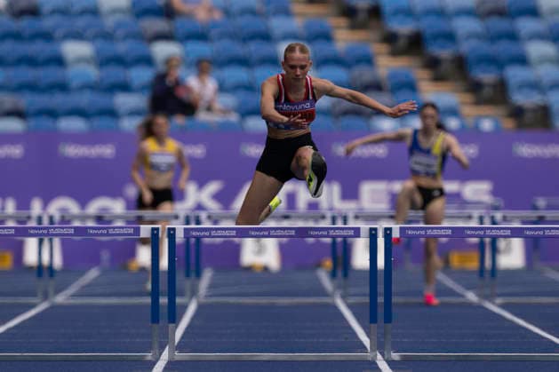 RECORD DATE NOT STATED 20th June 2026; Alexander Stadium, Birmingham, West Midlands, England; 2026 Novuna UK Athletics Championships; Emily Newnham of Shaftesbury Barnet Harriers wins a heat in the womens 400m hurdles GodfreyxPitt