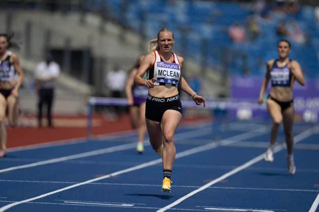 RECORD DATE NOT STATED 20th June 2026; Alexander Stadium, Birmingham, West Midlands, England; 2026 Novuna UK Athletics Championships; Hayley Mclean of Shaftesbury Barnet Harriers wins a heat in the womens 400m hurdles GodfreyxPitt