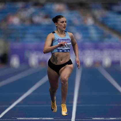 RECORD DATE NOT STATED 20th June 2026; Alexander Stadium, Birmingham, West Midlands, England; 2026 Novuna UK Athletics Championships; Jasmine Wilkins of Thames Valley Harriers wins a heat in the womens 100m GodfreyxPitt