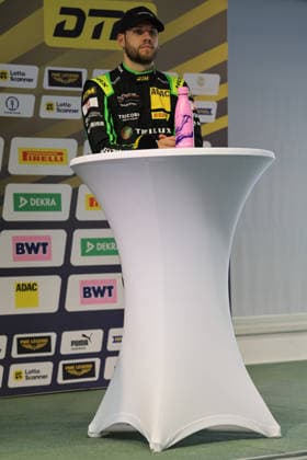 press conference, PK, Pressekonferenz after the end of the race, Ricardo Feller (CH Manthey, 90), Porsche 911 GT3 R Evo, DTM (German Touring Car Championship) - Round 3 - Race 1, DEKRA Lausitzring on 20.06.2026. Brandenburg Deutschland Copyright: xO.Franke,xSportblen.dex