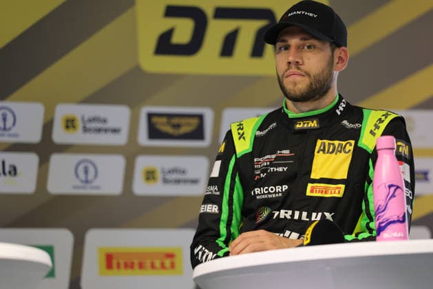 press conference, PK, Pressekonferenz after the end of the race, Ricardo Feller (CH Manthey, 90), Porsche 911 GT3 R Evo, DTM (German Touring Car Championship) - Round 3 - Race 1, DEKRA Lausitzring on 20.06.2026. Brandenburg Deutschland Copyright: xO.Franke,xSportblen.dex