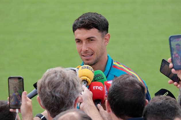 Spain s Martin Zubimendi delivers remarks to the media in Atlanta, Spain, 20 June 2026. Spain will face Saudi Arabia in their 2026 FIFA World Cup, WM, Weltmeisterschaft, Fussball group H soccer on 21 June. SPain s presser !ACHTUNG: NUR REDAKTIONELLE NUTZUNG!  Copyright: xLavandeiraxJrx GRAF2020 20260620-55020656507_1