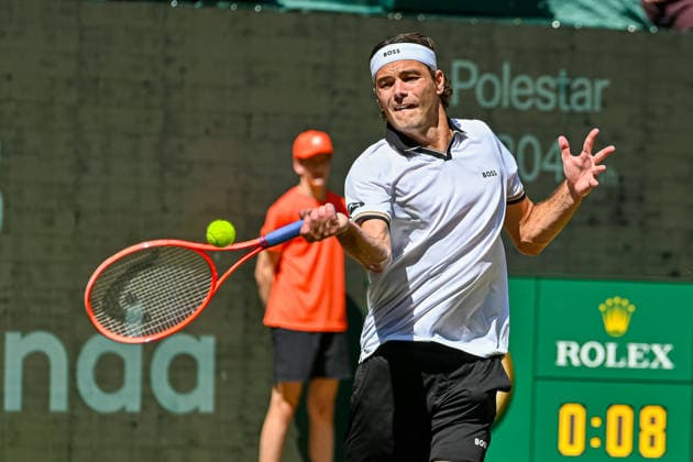 Taylor Fritz (USA) schlaegt mit der Vorhand TERRA WORTMANN Open 2026, Tennis, ATP, Tennis Herren Tennis Herren 500, Turnier, Hauptfeld, Halbfinale, 20.06.2026, TERRA WORTMANN Open 2026, Tennis, ATP, Tennis Herren 500, Turnier, Hauptfeld, Halbfinale, 20.06.2026 Halle *** Taylor Fritz (USA) hits a forehand at the TERRA WORTMANN Open 2026, Tennis, ATP, Mens 500, Tournament, Main Draw, Semifinals, June 20, 2026, TERRA WORTMANN Open 2026, Tennis, ATP, Mens 500, Tournament, Main Draw, Semifinals, June 20, 2026, Halle,detected_source_language Copyright: xEibner-Pressefoto RobertxGertzenx EP_RGN