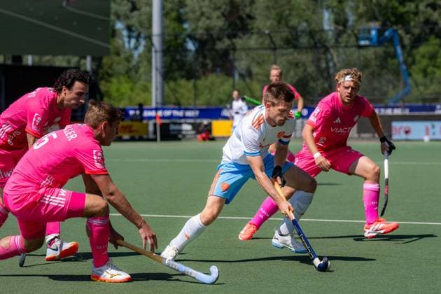 ROTTERDAM, 20-06-2026, HC Rotterdam, FIH Hockey Pro League Men, Netherlands - Germany , Season 2025-2026. Picture shows Netherlands player Thierry Brinkman and Germany player Thies Ole Prinz Netherands - Germany (2nd Match)  x204498683x Copyright: