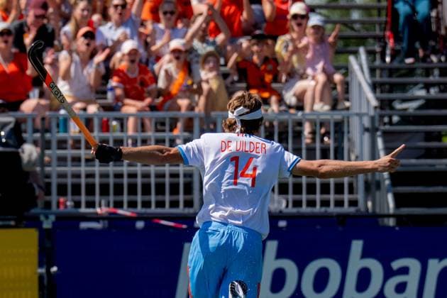 ROTTERDAM, 20-06-2026, HC Rotterdam, FIH Hockey Pro League Men, Netherlands - Germany , Season 2025-2026. Picture shows Netherlands player Derck de Vilder scores the first goal Netherands - Germany (2nd Match)  x204498687x Copyright: