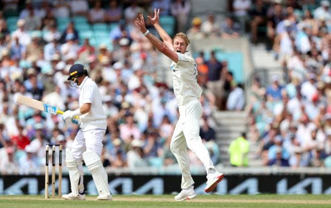 Kyle Jamieson of New Zealand appeals for the wicket of Joe Root of England without success England v New Zealand, Second Test, Day Four, Rothesay Test Match Series, Cricket, The Kia Oval, London, UK - 20 Jun 2026London Kia Oval United Kingdom EDITORIAL USE ONLY No use with unauthorised audio, video, data, fixture lists, club league logos or live services. Online in-match use limited to 120 images, no video emulation. No use in betting, games or single club league player publications.  Copyright: xKieranxMcManus Shutterstockx 16928966aq