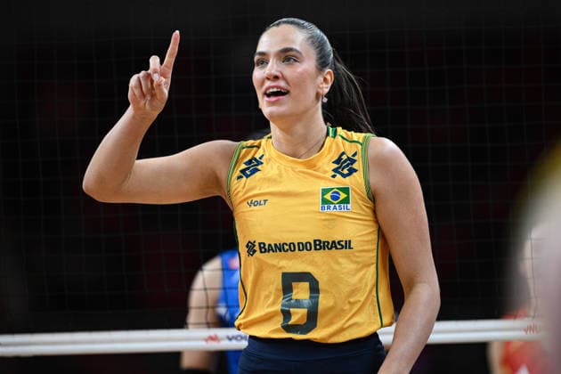 China v Brazil - 2026 FIVB Volleyball Nations League ANKARA, TURKIYE - JUNE 20: Julia Gambatto Kudiess (8) of Brazil celebrates after score during the 2026 FIVB Volleyball Nations League (VNL) Week 2 match between China and Brazil at Ankara Sports Hall in Ankara, Turkiye on June 20, 2026. Akin Celiktas Anadolu Ankara Turkey. Editorial use only. Please get in touch for any other usage.  Copyright: x2026xAnadoluxAkinxCeliktasx