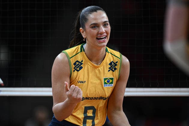 China v Brazil - 2026 FIVB Volleyball Nations League ANKARA, TURKIYE - JUNE 20: Julia Gambatto Kudiess (8) of Brazil celebrates after score during the 2026 FIVB Volleyball Nations League (VNL) Week 2 match between China and Brazil at Ankara Sports Hall in Ankara, Turkiye on June 20, 2026. Akin Celiktas Anadolu Ankara Turkey. Editorial use only. Please get in touch for any other usage.  Copyright: x2026xAnadoluxAkinxCeliktasx