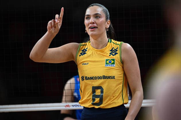 China v Brazil - 2026 FIVB Volleyball Nations League ANKARA, TURKIYE - JUNE 20: Julia Gambatto Kudiess (8) of Brazil celebrates after score during the 2026 FIVB Volleyball Nations League (VNL) Week 2 match between China and Brazil at Ankara Sports Hall in Ankara, Turkiye on June 20, 2026. Akin Celiktas Anadolu Ankara Turkey. Editorial use only. Please get in touch for any other usage.  Copyright: x2026xAnadoluxAkinxCeliktasx