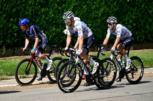 Baloise Belgium Tour 2026 Stage 4 AARSCHOT, BELGIUM - JUNE 20 : Baers Arne (BEL) of Baloise Verzekeringen - Het Poetsbureau Lions, Laurance Axel (FRA) of Netcompany INEOS, Canal Carlos (ESP) of Movistar Team in action during stage 4 of the 95th edition of Baloise Tour of Belgium an UCI ProSeries 2.Pro cycling road race stage for Men Elite of 183.5 km with start in Begijnendijk and finish in Aarschot on June 20, 2026 in Aarschot, Belgium, 20 06 2026 ( Motordriver Stephan Boone - Aarschot Belgium  Copyright: xTomasxSiskx