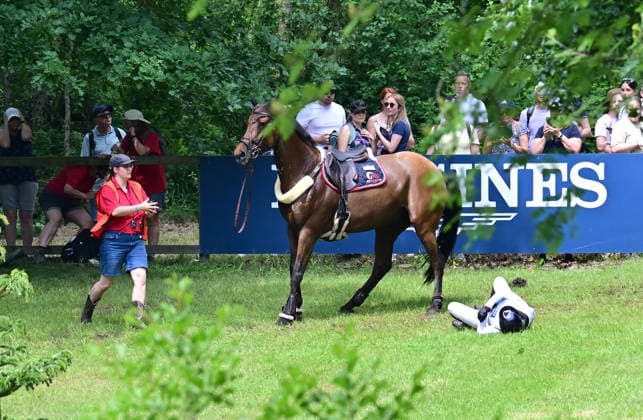 GER; Luhmuehlen 2026 Vielseitigkeit, CCI4*-S Meßmer Trophy: Gelaende 20.06.2026, GER; Luhmuehlen 2026, Vielseitigkeit, CCI4*-S MeßmerTrophy: Gelaende im Bild Malgorzata Korycka-Kaminski (POL) auf Canvalencia verunglueckt am Longines Teich *** GER Luhmuehlen 2026 Eventing, CCI4 S Meßmer Trophy Cross-Country June 20, 2026, GER Luhmuehlen 2026, Eventing, CCI4 S Meßmer Trophy Cross-Country nordphotoxGmbH xWitke nph00002